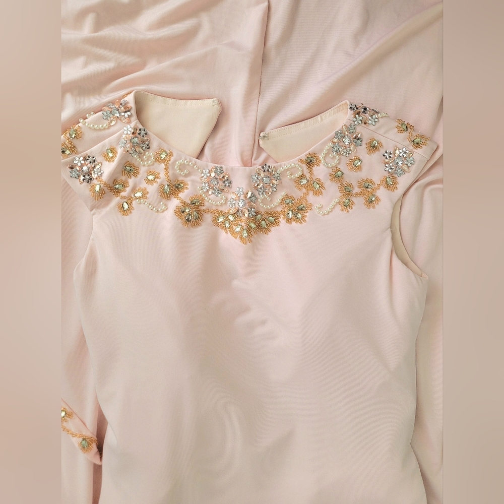 Light pink/blush formal beaded dress, needs work